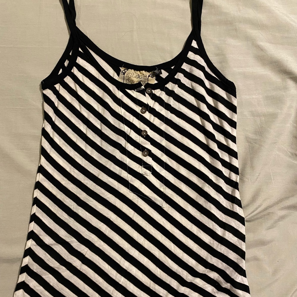 Volcom Black and White Stripe Tank - Large